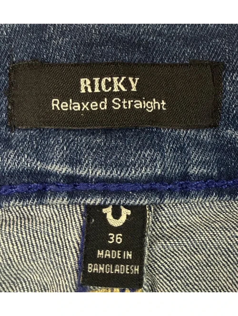 NEW - True Religion Mens Ricky Relaxed Straight Jeans Size 36 x 34